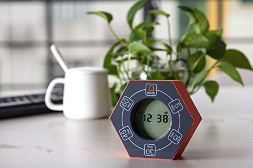 Hexagon Rotating Productivity Timer With Clock, Pomodoro Timer With 5,15, 30, 45, 60 Minute Presets, Timer For People With Adhd